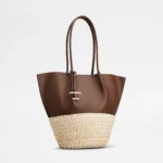 STRAW AND LEATHER SHOULDER BAG