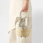 STRAW AND NAPPA BUCKET MINI BAG