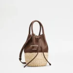STRAW AND NAPPA BUCKET MINI BAG