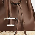 STRAW AND NAPPA BUCKET MINI BAG