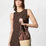 STRAW AND NAPPA BUCKET MINI BAG