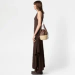 STRAW AND NAPPA BUCKET MINI BAG