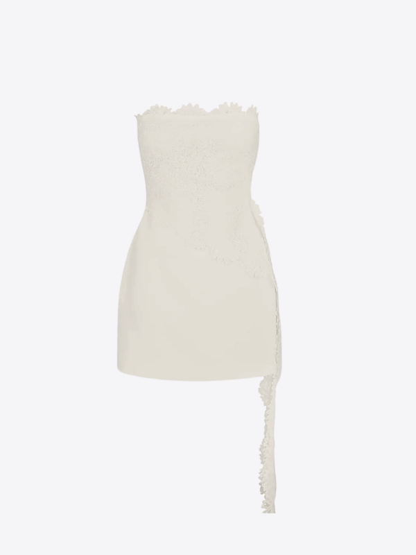 ASYMMETRIC LACE TOP MINI DRESS