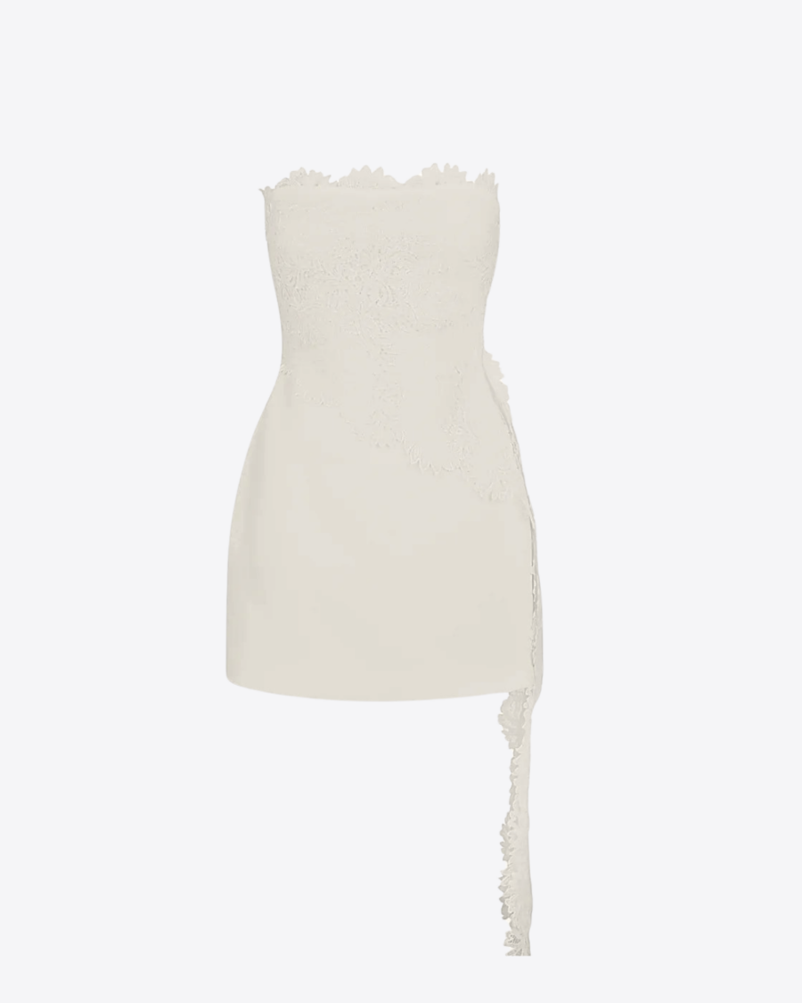 ASYMMETRIC LACE TOP MINI DRESS