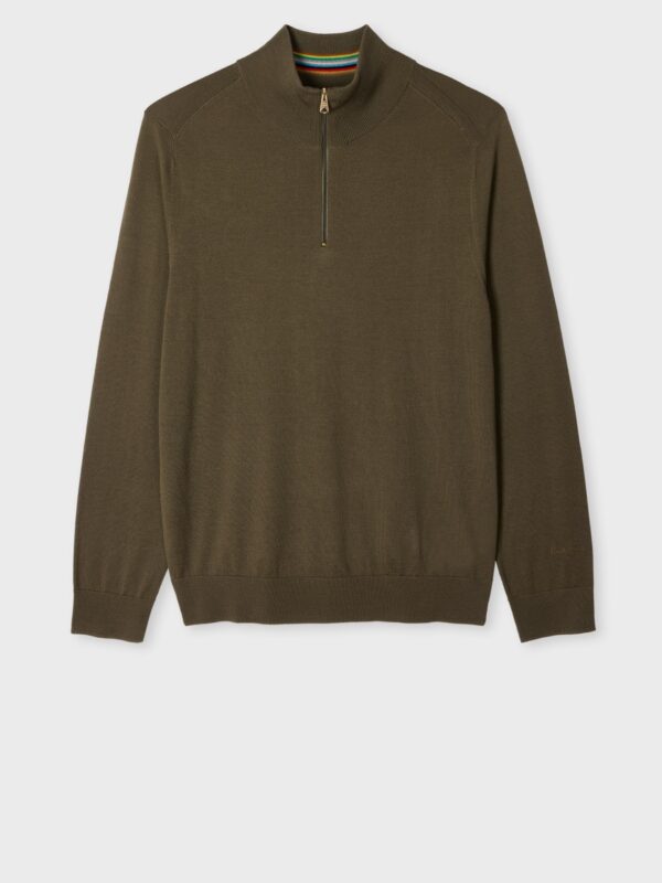 MERINO WOOL HALF ZIP SWEATER