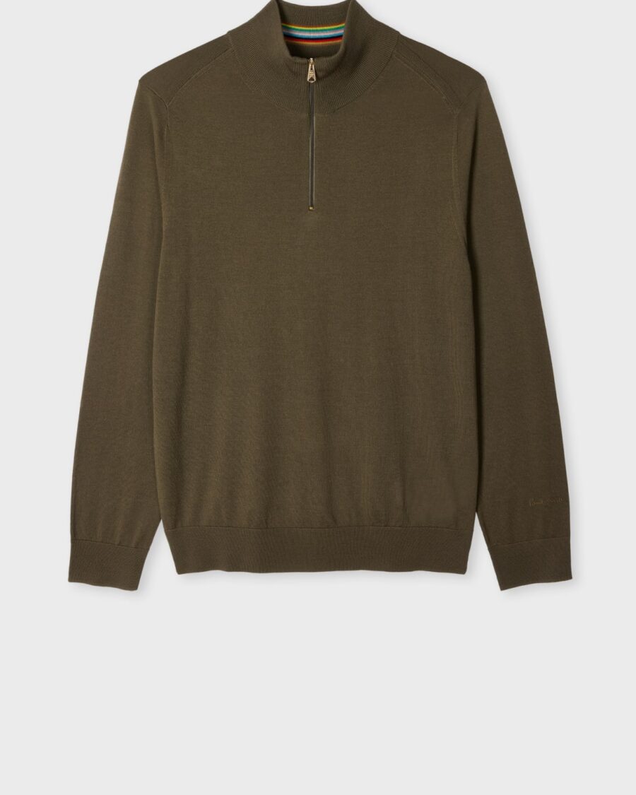 MERINO WOOL HALF ZIP SWEATER