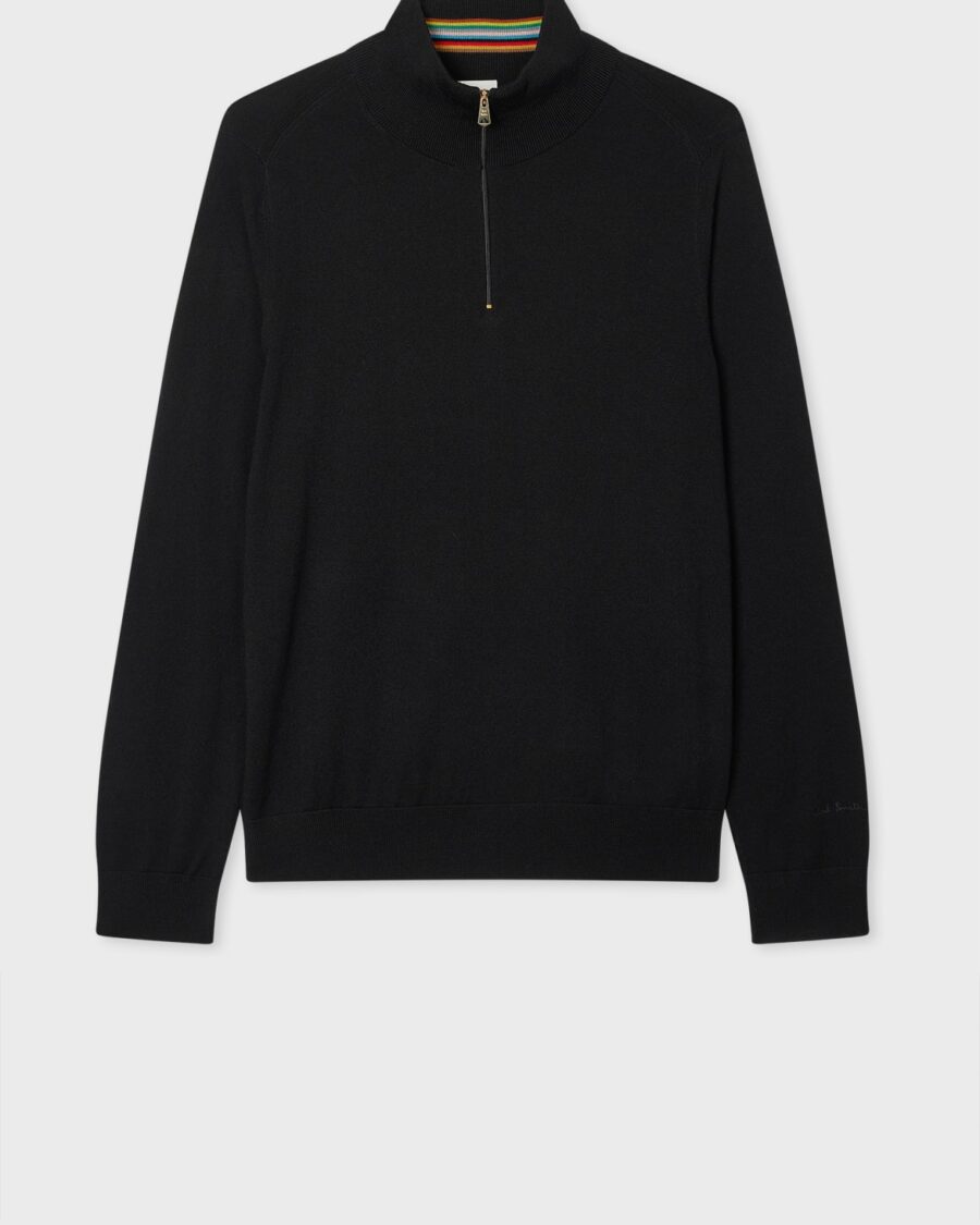 MERINO WOOL HALF ZIP SWEATER