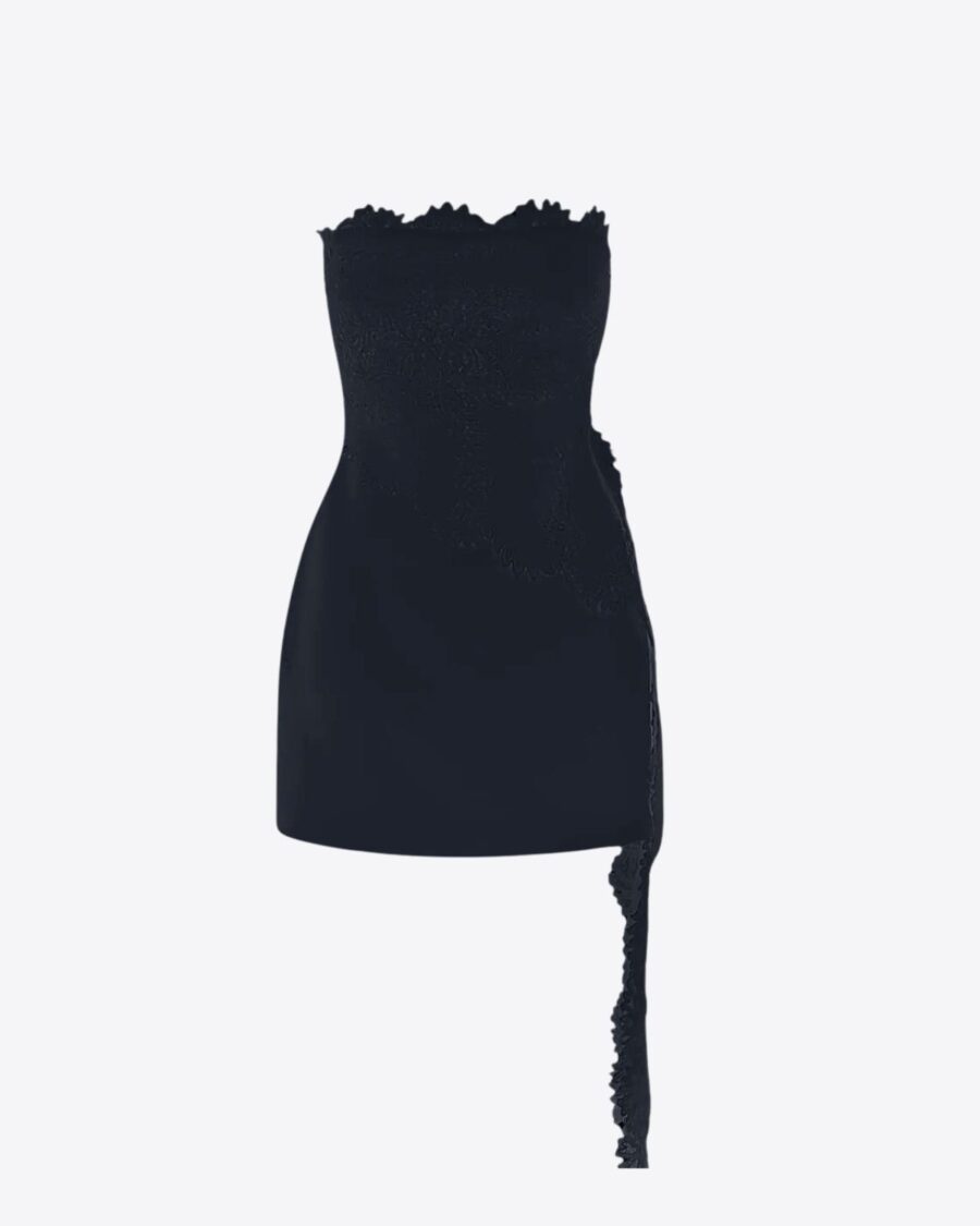 ASYMMETRIC LACE TOP MINI DRESS