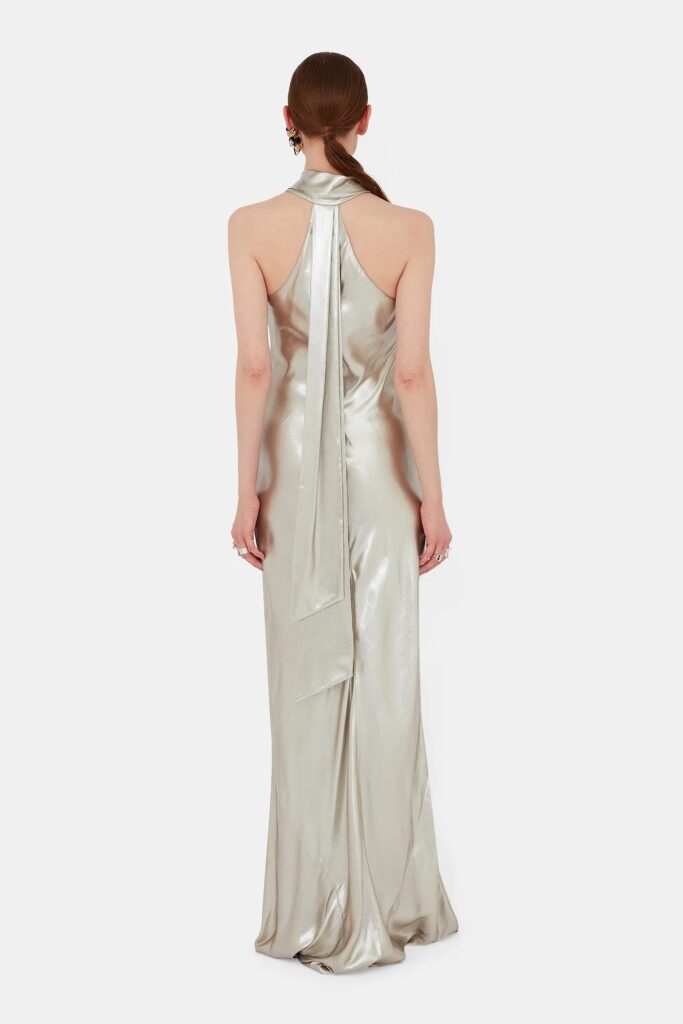 galvan pandora asymmetrical bias cut dress Galvan London | Cropped Pandora Dress | Emerald