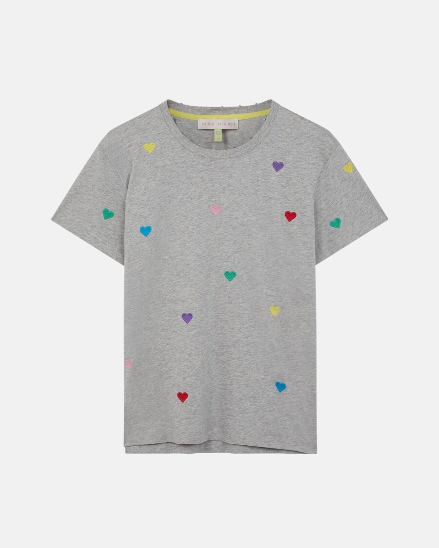 EMBROIDERED HEARTS TEE