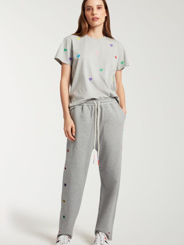 EMBROIDERED HEART CUTOUT JOGGING