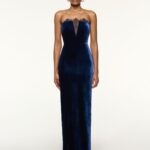 LACE INSERT VELVET GOWN