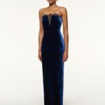 LACE INSERT VELVET GOWN