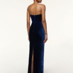 LACE INSERT VELVET GOWN