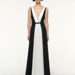 CRYSTAL NECKLINE MONOCHROME GOWN