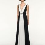 CRYSTAL NECKLINE MONOCHROME GOWN