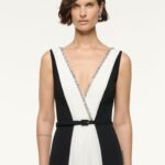 CRYSTAL NECKLINE MONOCHROME GOWN