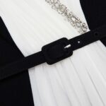 CRYSTAL NECKLINE MONOCHROME GOWN