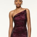 ASYMMETRICAL FOLD DIAMANTE DRESS