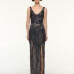 DRAPED NECKLINE DIAMANTE GOWN