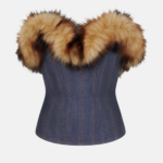 DETACHABLE FAUX-FUR TRIM CORSET TOP