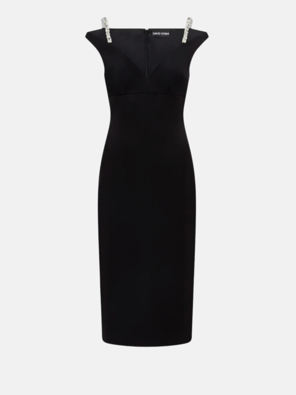 CRYSTAL STRAP DETAIL MIDI DRESS