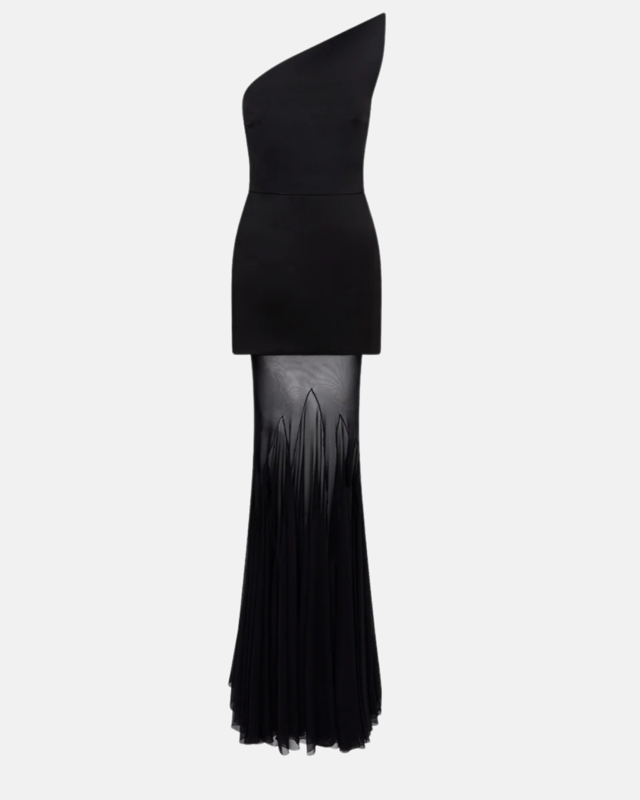 STRUCTURED UPPER AND TULLE SKIRT GOWN