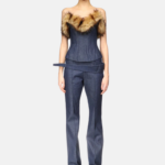 DETACHABLE FAUX-FUR TRIM CORSET TOP
