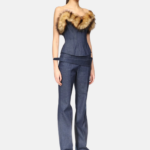 DETACHABLE FAUX-FUR TRIM CORSET TOP