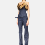 DETACHABLE FAUX-FUR TRIM CORSET TOP