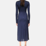 CRYSTAL EMBROIDERY NECK & WAIST DETAIL MIDI DRESS