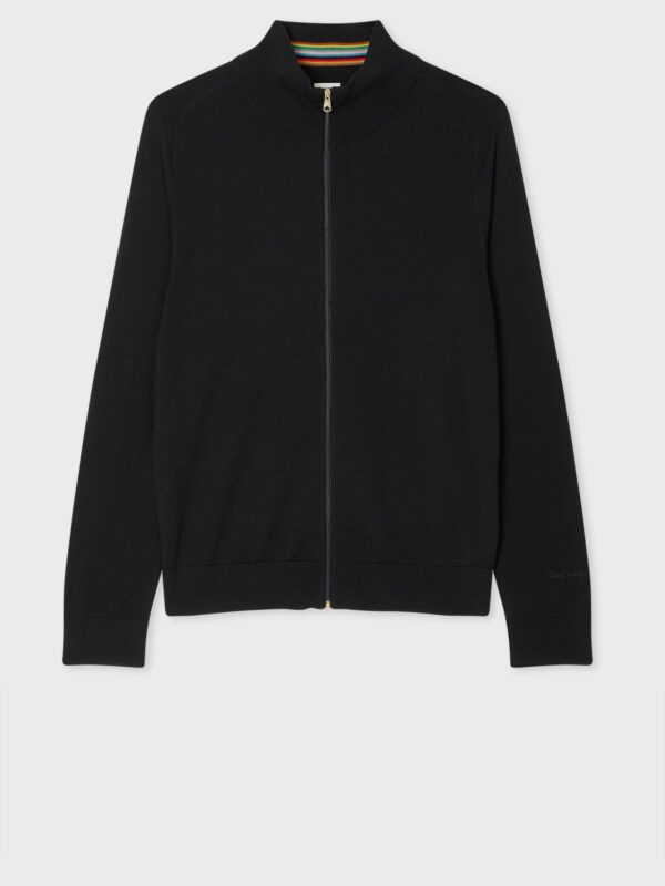 MERINO WOOL ZIPPED CARDIGAN