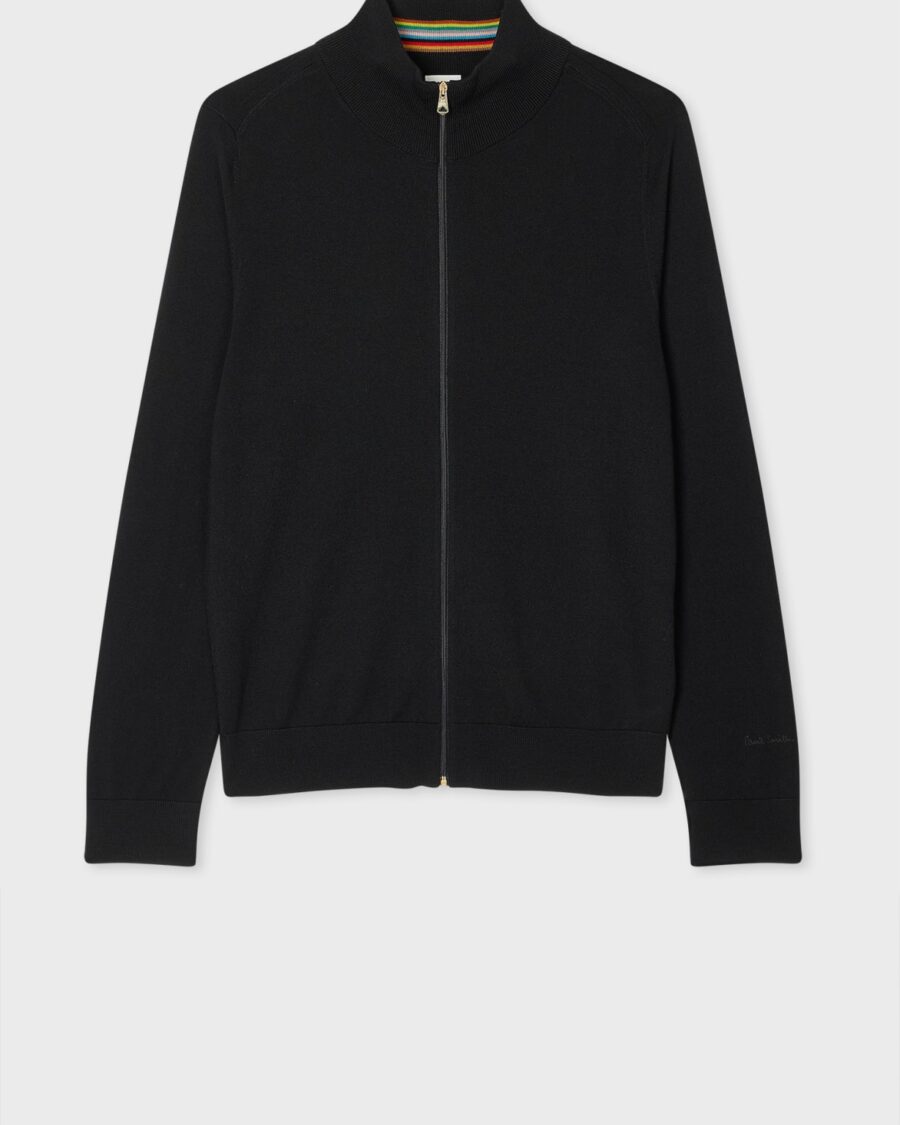 MERINO WOOL ZIPPED CARDIGAN