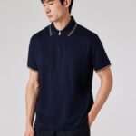 COTTON STRIPED ZIPPED POLO