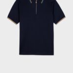 COTTON STRIPED ZIPPED POLO
