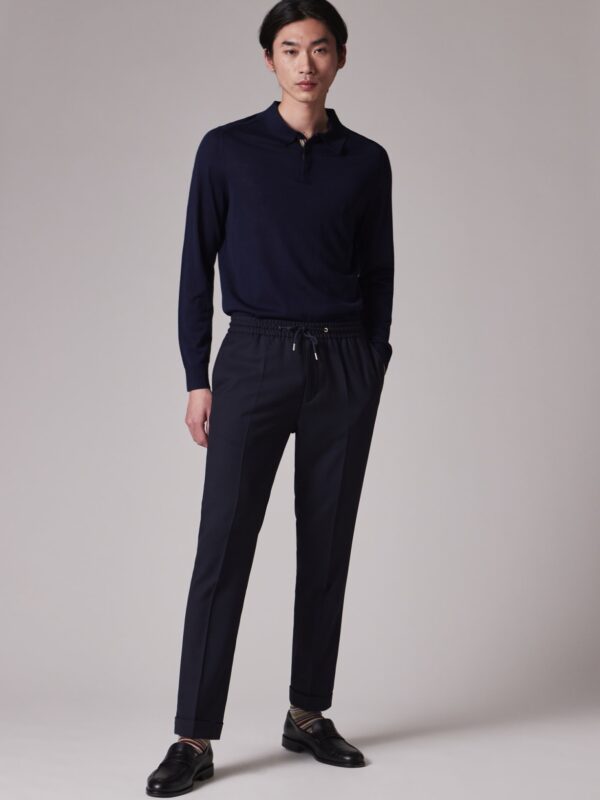 SLIM FIT DRAWSTRING WOOL PANTS