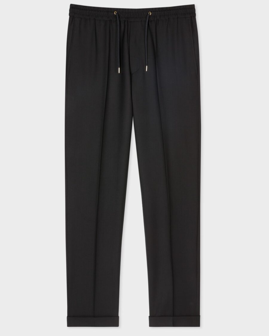 SLIM FIT DRAWSTRING WOOL PANTS