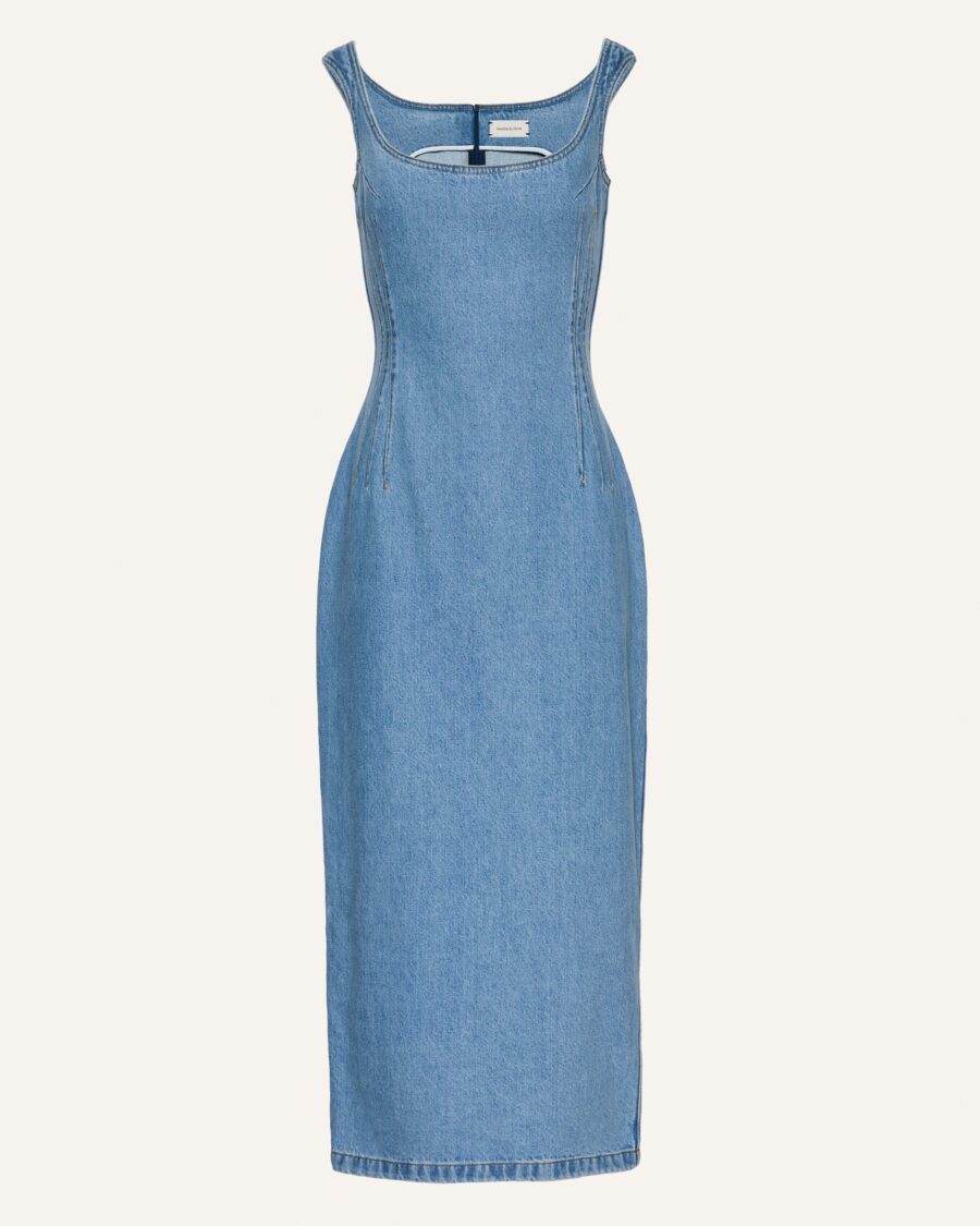 ROUND NECK DENIM DRESS