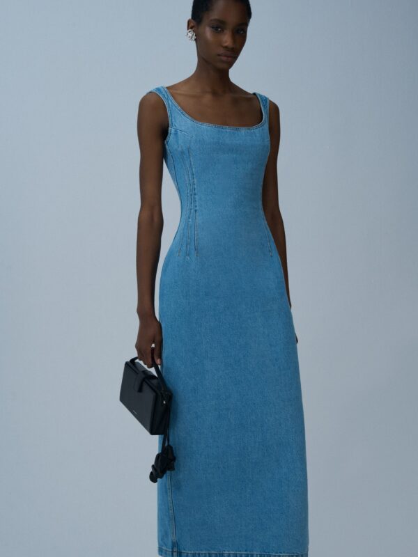 ROUND NECK DENIM DRESS