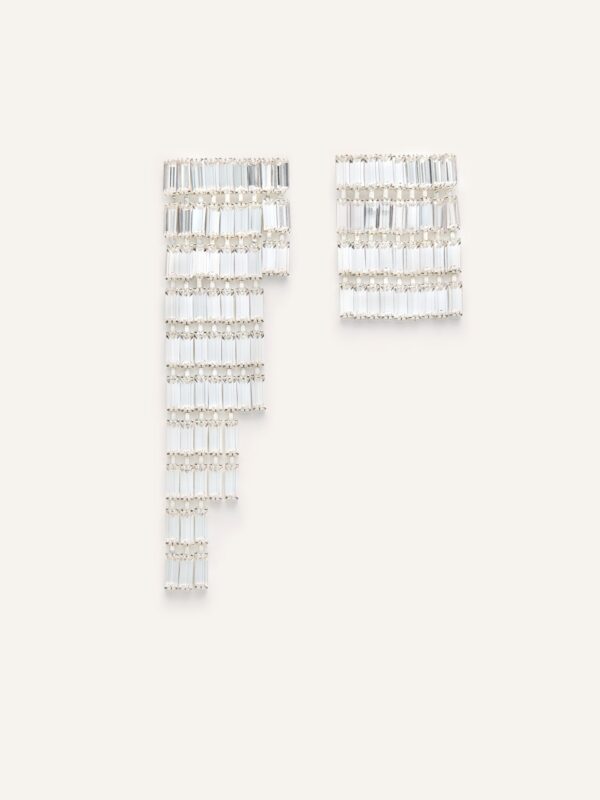 ASMMETRICAL CRYSTAL FRINGE EARRINGS