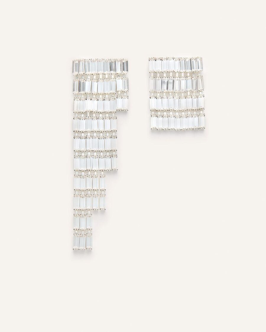 ASMMETRICAL CRYSTAL FRINGE EARRINGS