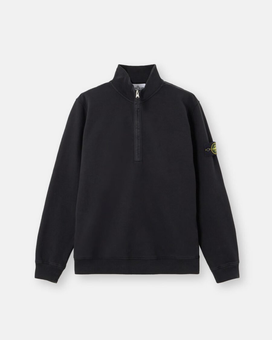 HALF ZIP ORGANIC COTTON FLEECE SWEATSHIRT