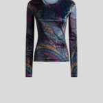 CHENILLE TOP WITH PAISLEY PRINT