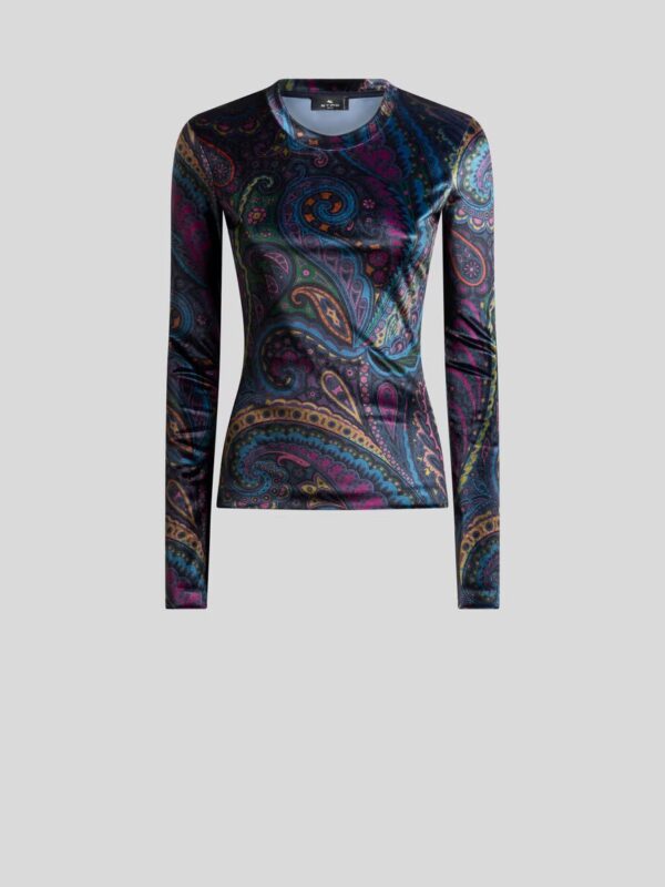 CHENILLE TOP WITH PAISLEY PRINT