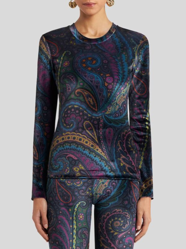 CHENILLE TOP WITH PAISLEY PRINT