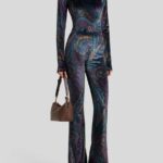 FLARED CHENILLE PANTS WITH PAISLEY PRINT