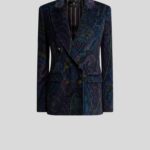 DOUBLE BREASTED BLAZER IN PRINTED CORDUROY
