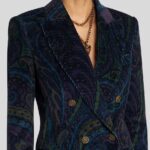 DOUBLE BREASTED BLAZER IN PRINTED CORDUROY