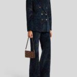 DOUBLE BREASTED BLAZER IN PRINTED CORDUROY