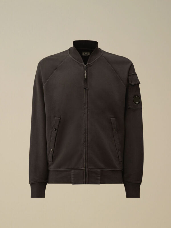 DIAGONAL FLEECE BOMBER SWEATSHIRT